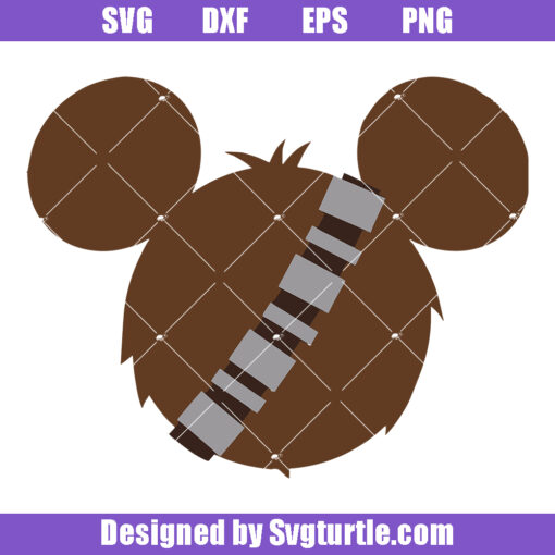 Chewbacca Mouse Head Svg, Chewie Mouse Ears Svg, Star Wars Svg