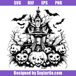 Gothic Horror Mansion Svg, Halloween Haunted House Svg