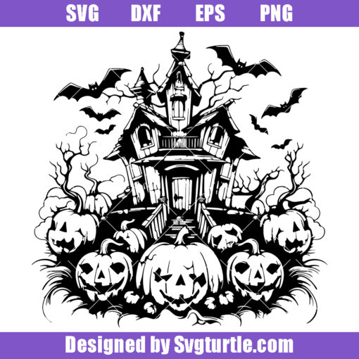 Gothic Horror Mansion Svg, Halloween Haunted House Svg