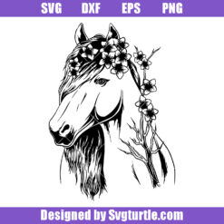 Horse With Flowers Svg