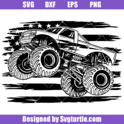 Monster Truck With USA Flag Svg