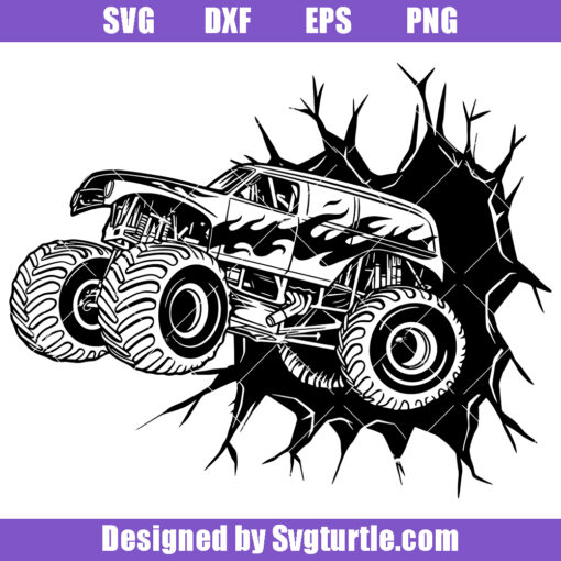 Monster Truck in the Wall Svg