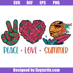 Peace Love Summer Svg, Tropical Svg, Beach Summer Svg