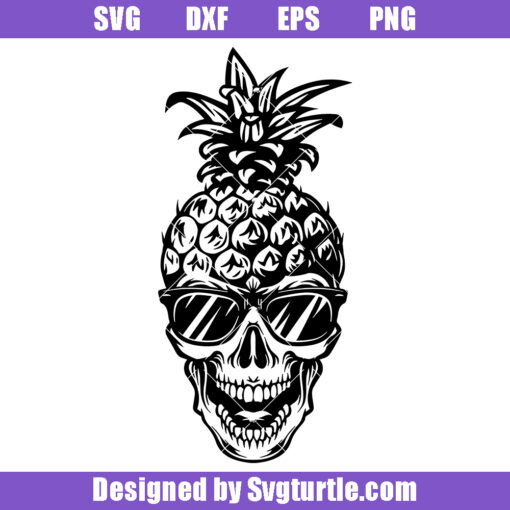 Pineapple Skull Svg, Tropical Fruit Svg, Sunglasses Summer Svg