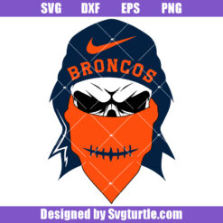 Broncos Skull Mascot Football Svg