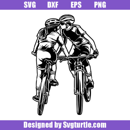 Lovers Riding Bike Svg