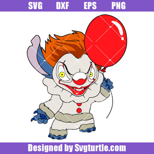 Pennywise Stitch Svg, Pennywise Villain Svg, Halloween Characters Svg