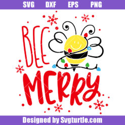 Christmas Bee Svg, Bee Merry Svg, Cute Christmas Bee Svg (1)
