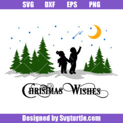 Christmas Wishes Svg, Children Watching Stars Svg, Silent Night Svg