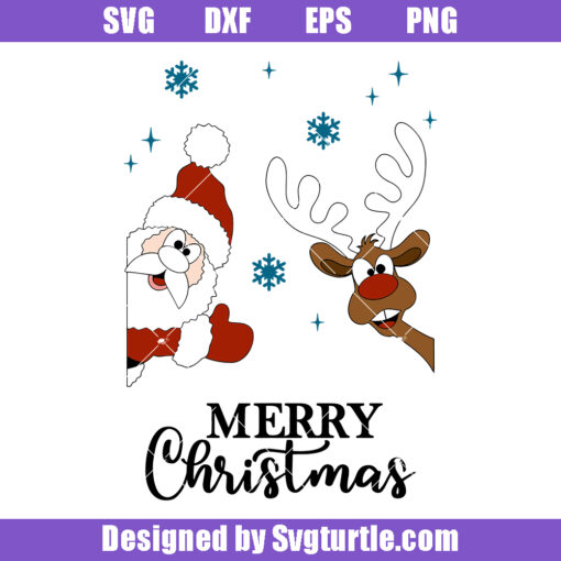 Merry Christmas Santa and Rudolph Frame Svg