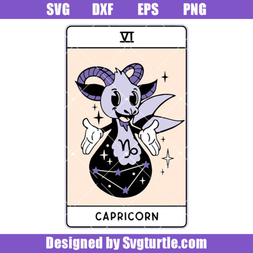 Capricorn Sign Tarot Svg, Spooky Astrology Svg, Mystical Card Svg