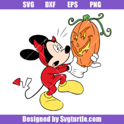 Mickey Devil And Pumpkin Halloween Svg, Mouse Halloween Svg