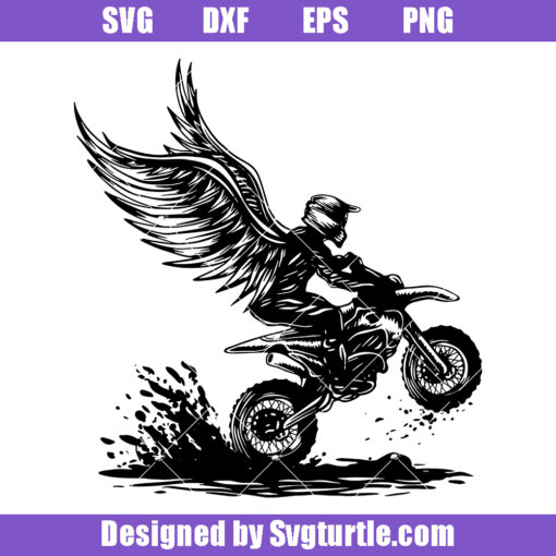 Offroad Racing Biker With Wings Svg, Motorcycle Racer Svg