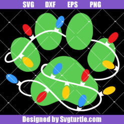Paw Print With Christmas Lights Svg, Christmas Paw Svg, Pet Lovers Svg