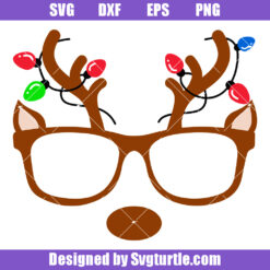 Reindeer Sunglasses Svg, Christmas Lights Antlers Svg, Funny Holiday Svg