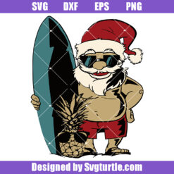 Santa Claus Surfing Svg, Christmas in July Svg, Funny Santa Svg