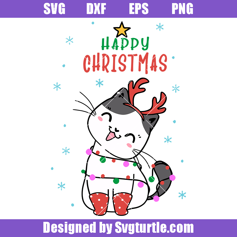 Santa Hat Cat Chrismas Svg, Cute Cat Christmas Svg, Cat Lovers Xmas Svg Santa Hat Cat Chrismas Svg