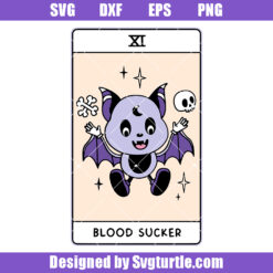 Spooky Cute Bat Tarot Card Svg, Vampire Bat and Skeleton Svg