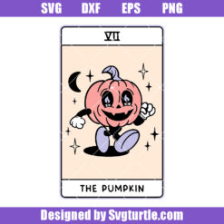 Spooky Pumpkin Tarot Svg, Mystical Horror Card Svg