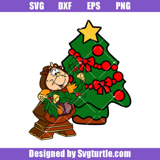 Cogsworth with Pine Tree Christmas Svg,