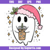 Cute Christmas Ghost Iced Coffee Svg, Santa Ghost Christmas Svg