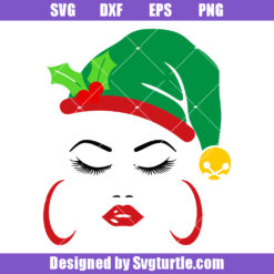 Christmas Girl With Elf Hat And Earrings Svg, Lady Christmas Svg