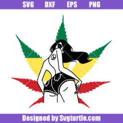 Sexy Girl with Weed Leaves Svg