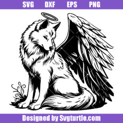 Wolf Angel Wings Svg, Wolf With Wings Svg, Animal Wolf Svg