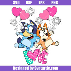 Bluey Dog And Bingo Couple Love Valentine Svg, Bluey And Bingo Svg