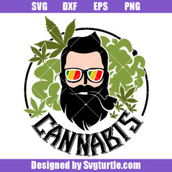 Dad Beard Cannabis Svg, Beard Dad Dope Svg, Weed Leaf Svg