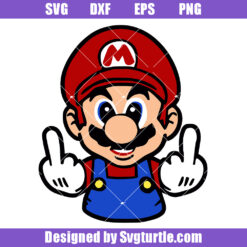 Mario Middle Finger Svg, Funny Super Mario Svg, Mario Lover Svg