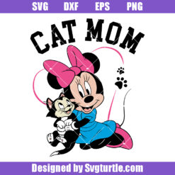 Minnie Mouse And Figaro Cat Svg, Cat Lover Svg, Disney Cat Mom Svg