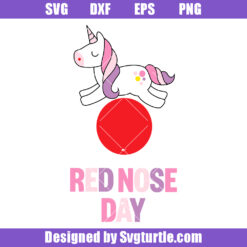 Red Nose Day Unicorn Svg, Red Nose Day 2024 Svg, Cute Unicorn Svg