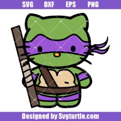 Donatello Hello Kitty Svg, Mutant Ninja Turtle Svg, Turtle Kitty Svg