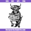 Highland Cow Sitting On The Toilet Reading A Newspaper Svg, Farm Svg