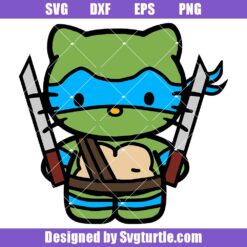 Leo Hello Kitty Svg, Mutant Ninja Turtle Svg, Turtle Kitty Svg