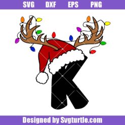 Christmas Letter K Svg, Christmas Alphabet Svg, Santa Hat Svg