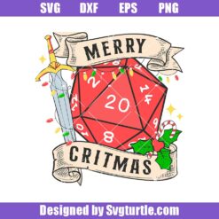 Merry Critmas Svg, Dnd Christmas Svg, Christmas Dice Svg