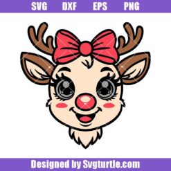Christmas Girl Svg, Reindeer Face Svg, Christmas Vibes Svg