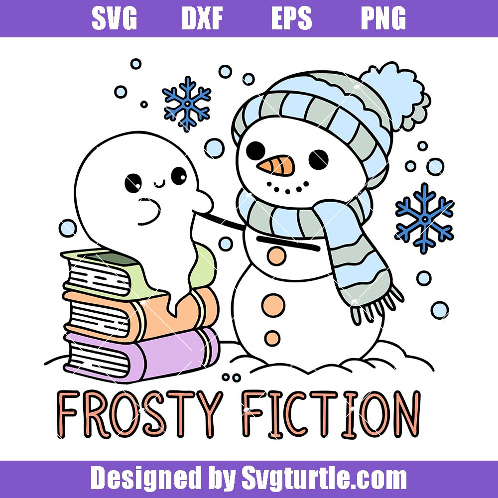 Frosty Fiction Svg, Christmas Book Svg, Xmas Reading Lover Svg Frosty Fiction Svg