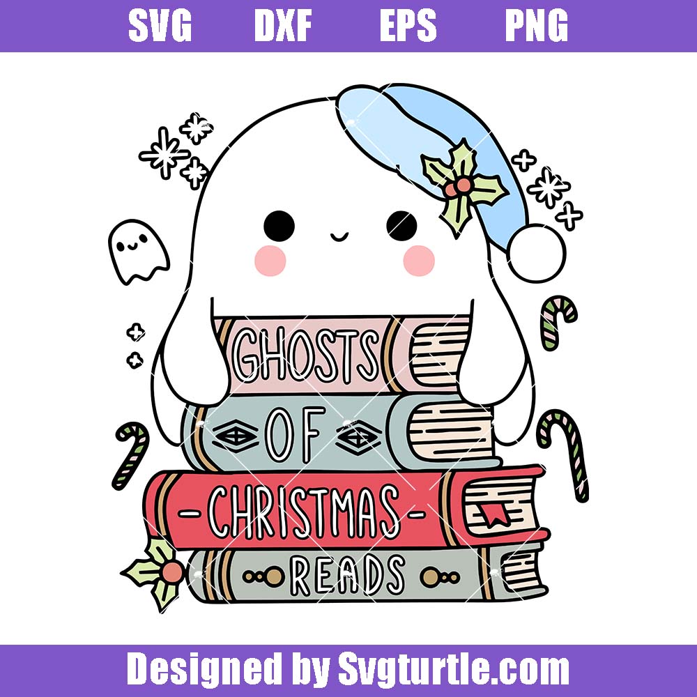 Ghosts Of Christmas Reads Book Svg, Spooky Boojee Ghost Xmas Svg Ghosts Of Christmas Reads Book Svg