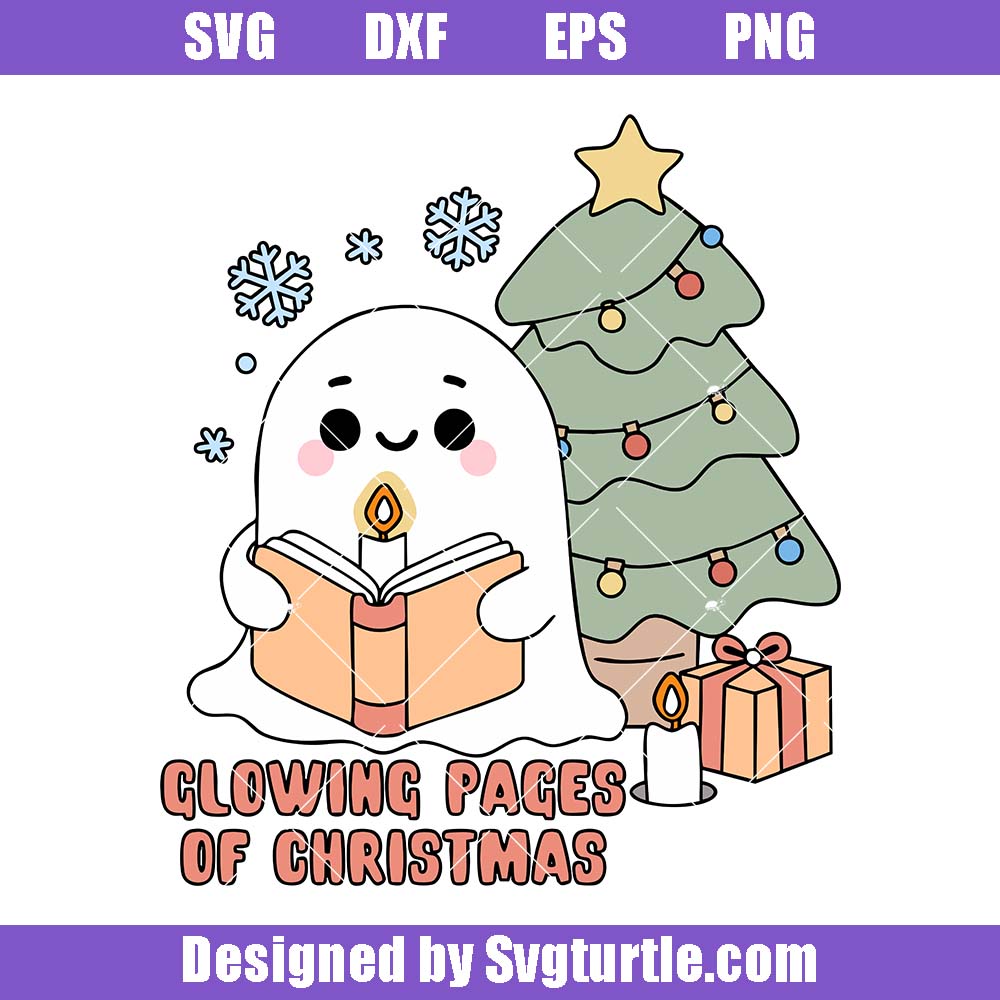 Glowing Pages Of Christmas Book Svg, Spooky Boojee Ghost Svg Glowing Pages Of Christmas Book Svg