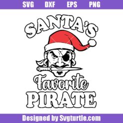 Santa's Favorite Pirate Svg, Funny Mascot In Santa Hat Svg