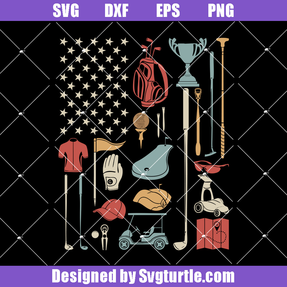 Golf American Flag Svg, Golf Club Svg, Golfing Dad Gift Golf American Flag Svg