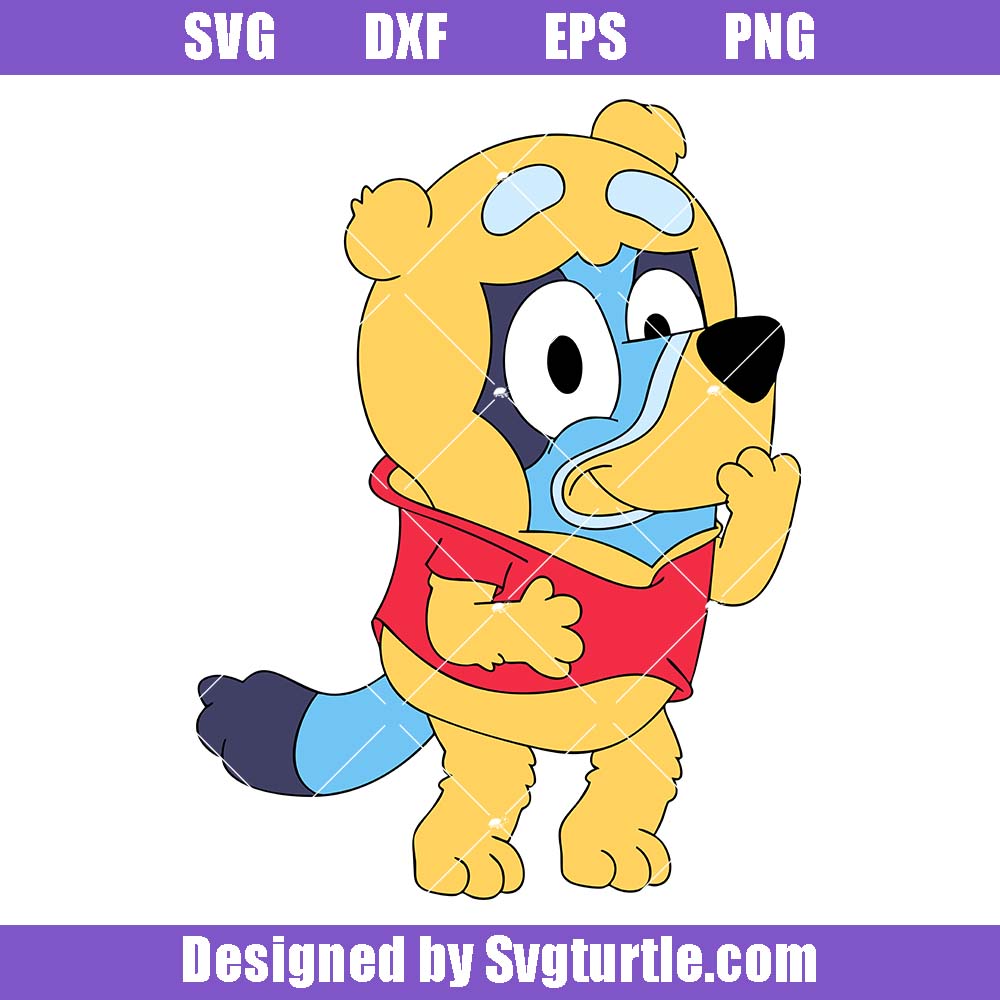 Bluey Bingo Dressed As Pooh Bear Svg, Bluey Winnie The Pooh Svg Bluey Bingo Dressed As Pooh Bear Svg