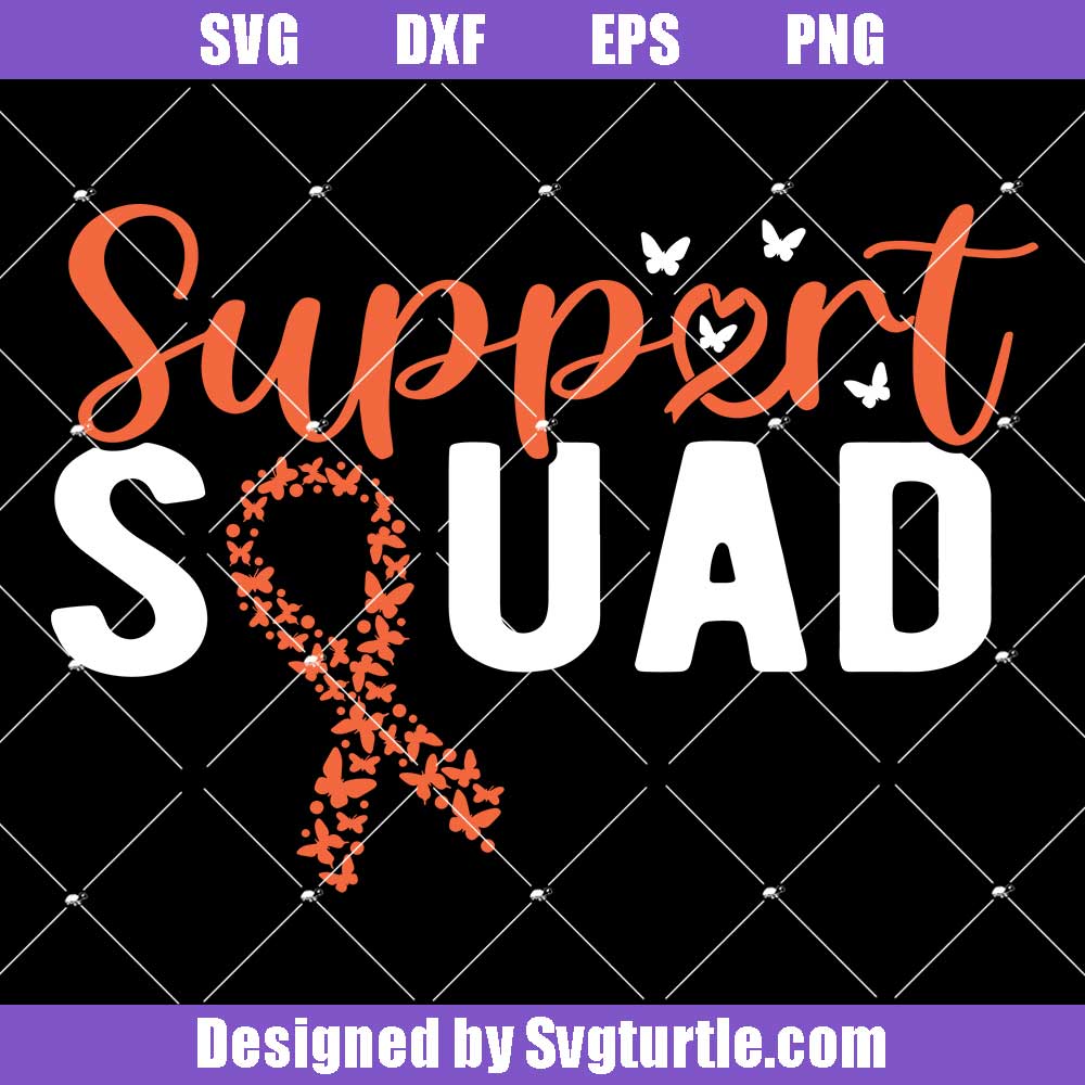 Support Squad Multiple Sclerosis Svg, Orange Awareness Ribbon Svg Support Squad Multiple Sclerosis Svg