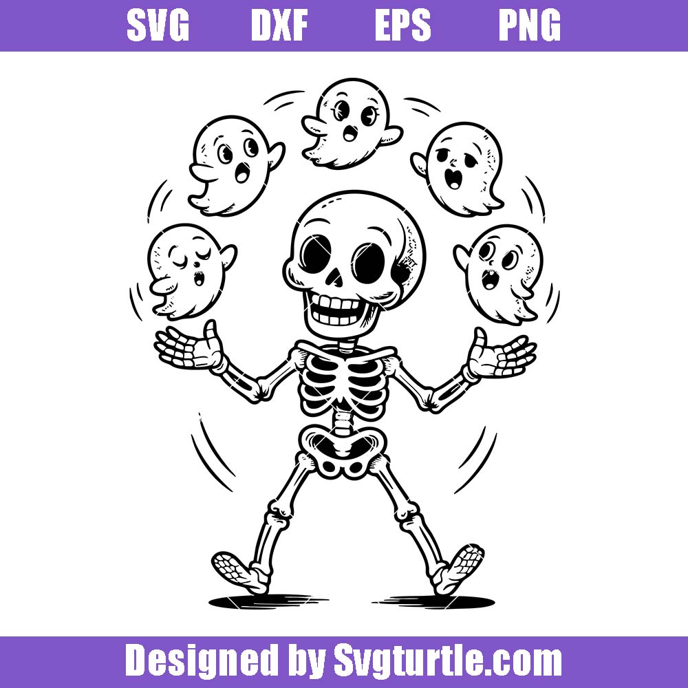 Cute Skeleton Svg, Juggling Ghosts Svg, Funny Halloween Svg Cute Skeleton Svg