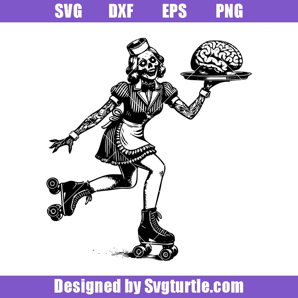 Spooky Ghoul Waitress Svg, Set - Brain Serving Svg, Ghostly Art Svg Spooky Ghoul Waitress Svg