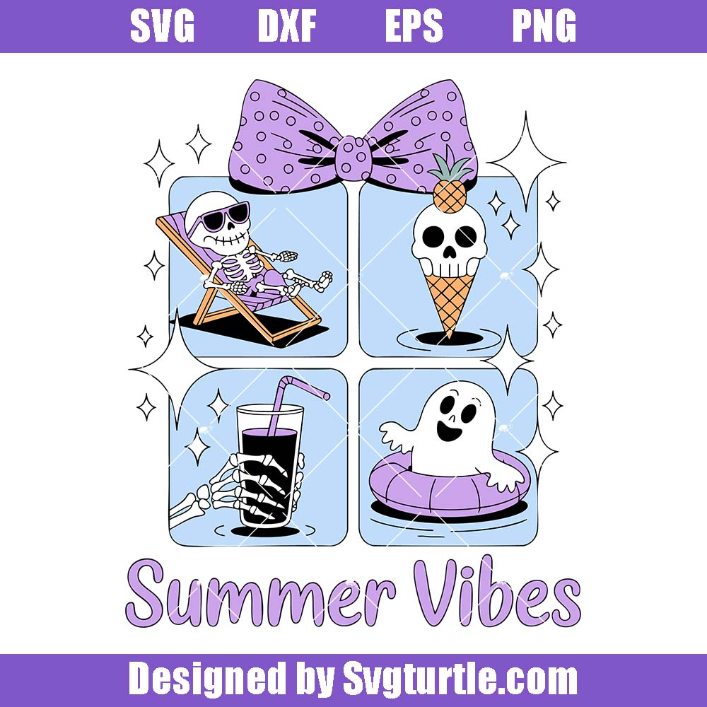 Summerween Skeleton Svg, Summer Ghost Beach Svg, Summer Vibes Svg Summerween Skeleton Svg