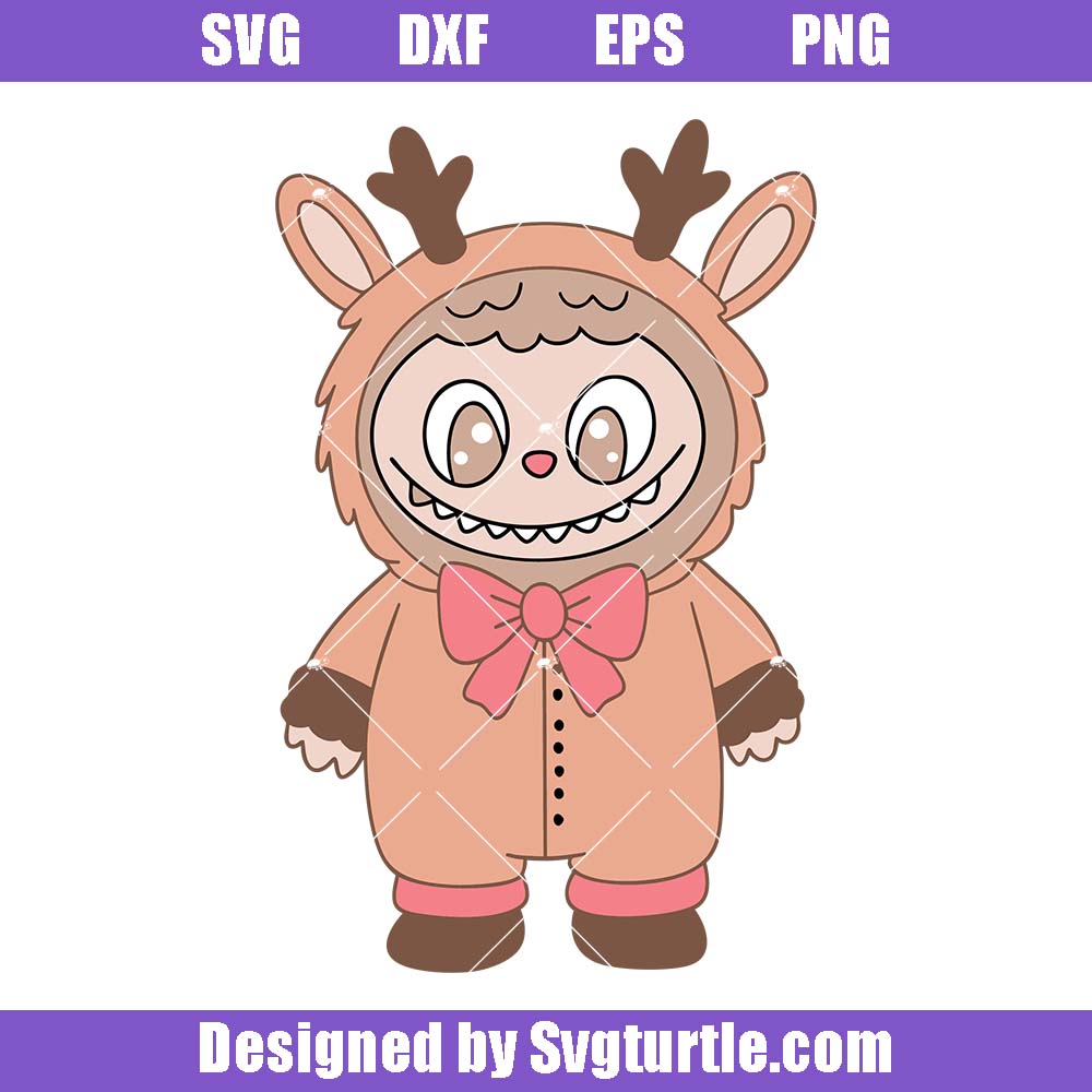 Christmas Labubu Reindeer Svg, Labubu Sticker Svg, Cute Labubu Svg Christmas Labubu Reindeer Svg
